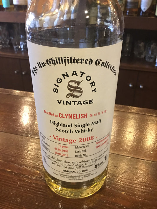 クライヌリッシュ10年 2008 distilled 06 6.2 2008 bottled 26.02 2019 シグナトリー